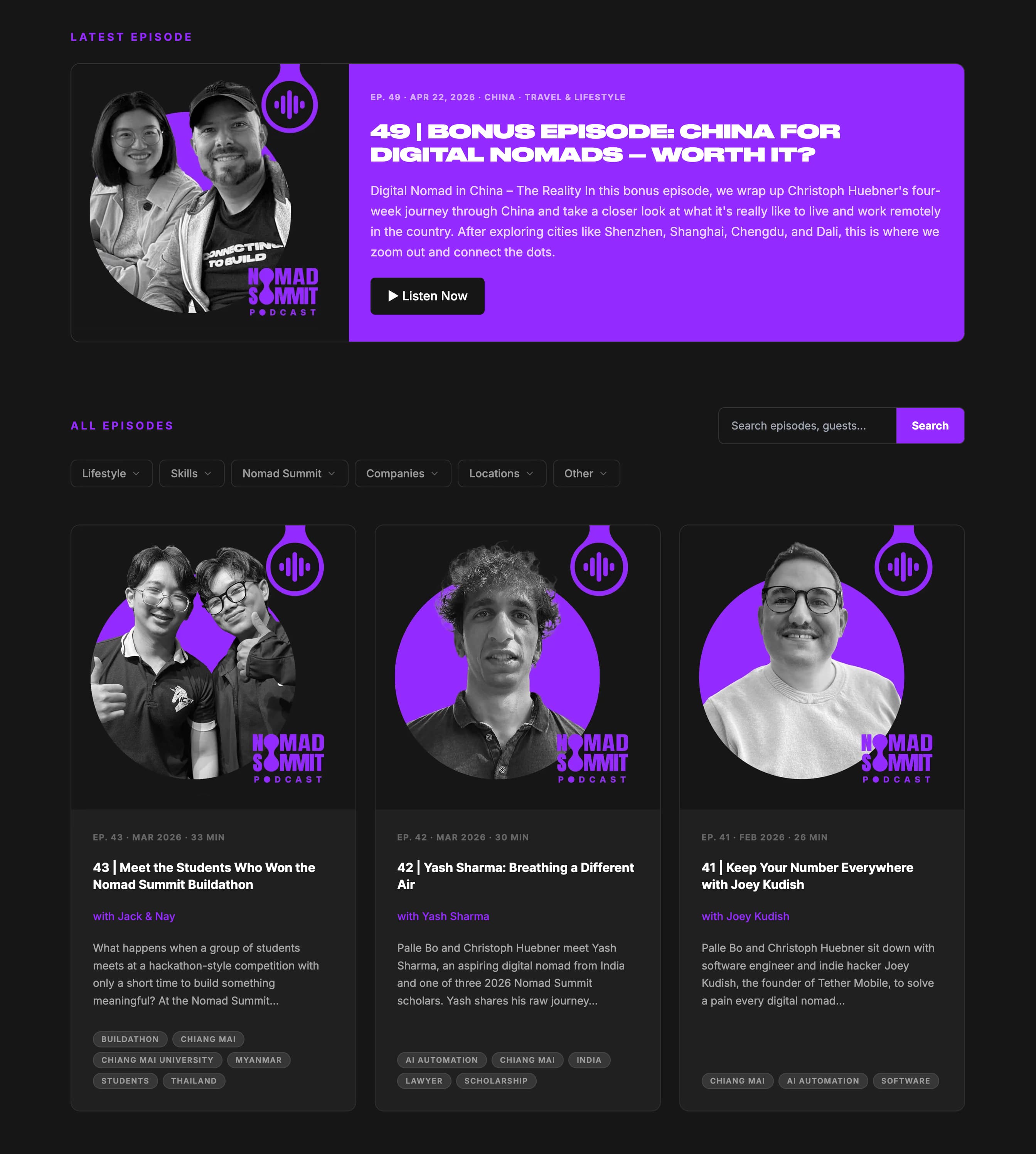 Nomad Summit — podcast page